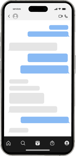 メッセージのやりとりを示すスマートフォンのチャット画面